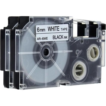 Pro Casio Съвместима лента с Casio XR-6WE, 6mm x 8m черен печат / бял фон (XR6WE)