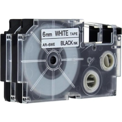 Compatible Съвместима лента с Casio XR-6WE, 6mm x 8m черен печат / бял фон (XR6WE)