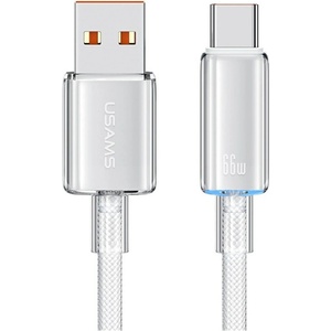 USAMS Кабел USAMS Cloud Series USB-C към USB-C 6A, 1, 2 m, бял (Usa001615)