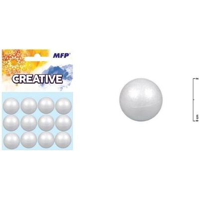 MFP Creative polystyrénové gule, priemer 2cm, hladké, biele (12ks)