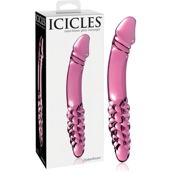 Icicles No. 57 - двоен стъклен дилдо с пенис форма (розов)