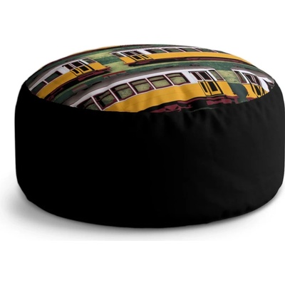 Sablio Okrúhly taburet Circle Lisabonské historické tramvaje Zelený Pattern: 38x48 cm