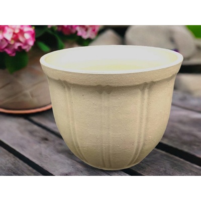 Keramikaportal.eu| Květináč režný,mrazuvzdorný,keramický,pruh|Světlá kamenina| průměr 20cm
