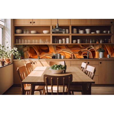 DIMEX ART Фототапет за кухня - течен хром бронз 420 x 60 см