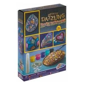 Grafix Metallic Dazzling Rock Painting - 3 rocks, 5 paint,