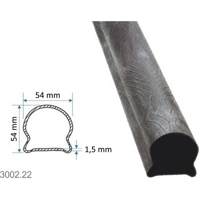 Madlová tyč dutá 57x54x1,5mm, vzor kôra, dĺžka 3000mm, cena za KUS
