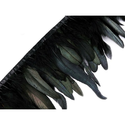 Prýmek - kohoutí peří 14-16 cm černá 1 m