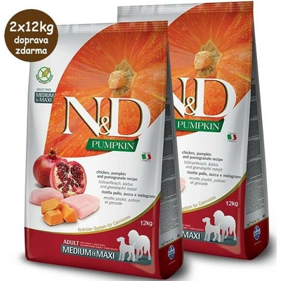 N&D Pumpkin Dog Adult Medium & Maxi Chicken & Pomegranate 2 x 12 kg