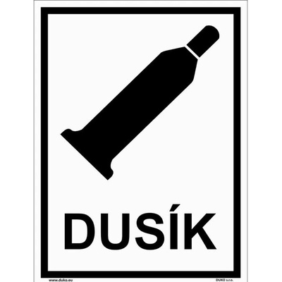DUKO DUSÍK se symbolem a textem Formát: 150 x 200 mm, Materiál: plast 0,5 mm, samolepící vinylová fólie
