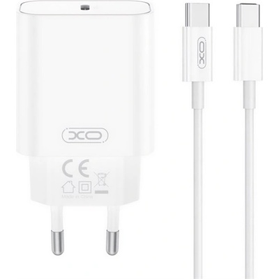 XO CE32 Променливотоково зарядно устройство Type-C с гнездо 20 W, бързо зарядно PD 3.0 + кабел Type-C, БЯЛО XO-CE32 (XO-CE32)