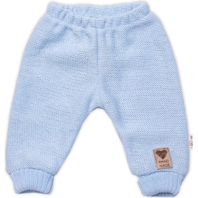 Baby Nellys Pletené dojčenské nohavice Hand Made modré