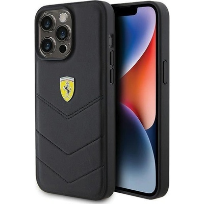 Ferrari Кейс Ferrari Quilted Metal Logo за iPhone 15 Pro Max, черен (3666339171063)