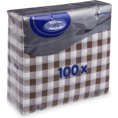 Wimex ubrousky KARO hnědý 1V 33x33cm 100ks