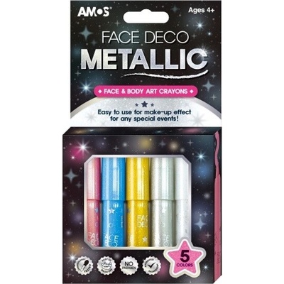 Metalické farby na tvár sada 5 ks 3,8 g
