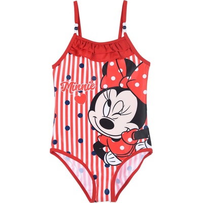 Disney Dievčenské plavky Minnie Prúžky červené
