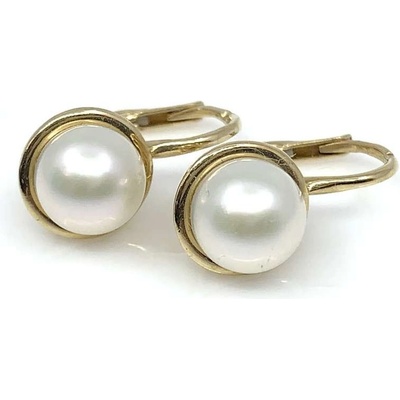 Jan Kos jewellery zlaté náušnice s bílou perlou 31502695