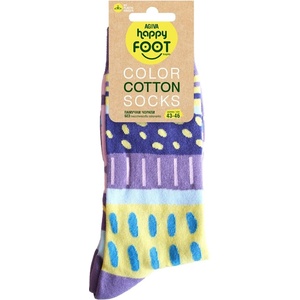 AGIVA Мъжки чорапи Agiva Happy Foottopia, Натурален памук, Лилав/Син, 43-46 (AGIVA-310)