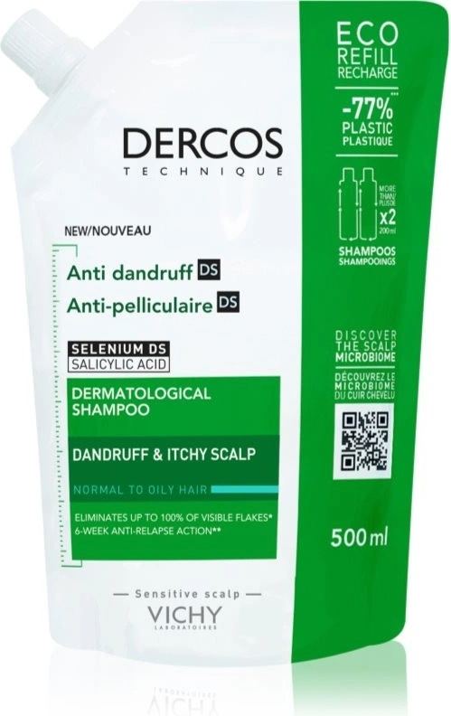 Vichy Dercos šampon proti lupům na mastné vlasy 500 ml náhradní náplň