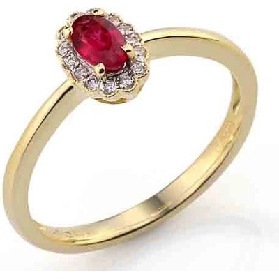 Klenoty Budín Luxusní prsten s diamanty a červeným přírodním rubínem 3811087 3811087