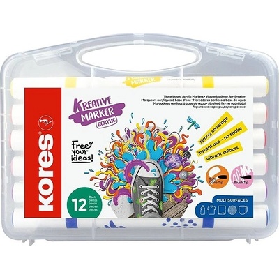 Kores Kreative Marker akrylové oboustranný hrot 2 v 1 set 12 barev – Zboží Dáma