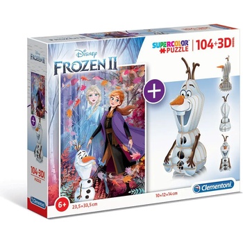 Image 1 of Clementoni Пъзел 104 части + 3D Замръзналото кралство Frozen Клементони Clementoni 20170