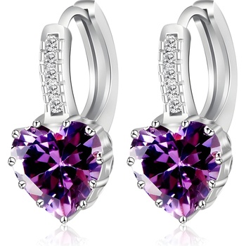 HARAHU Обеци Silver Heart - Лилави KP1780 (1780)