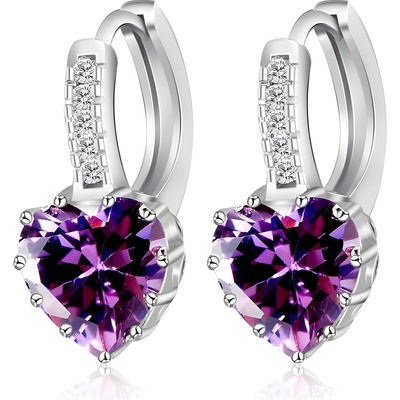 HARAHU Обеци Silver Heart - Лилави KP1780 (1780)