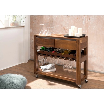 Bighome ROUND Servírovací stolek 90x33 cm palisandr hnědá