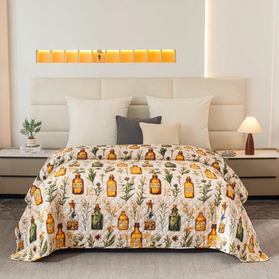 Textilomanie Prehoz na posteľ APOTHECARY, krémový 220 x 240 cm