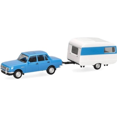Wartburg 353 '82 Limousine modrý s přívěsem Qek-Junior Herpa 1:87
