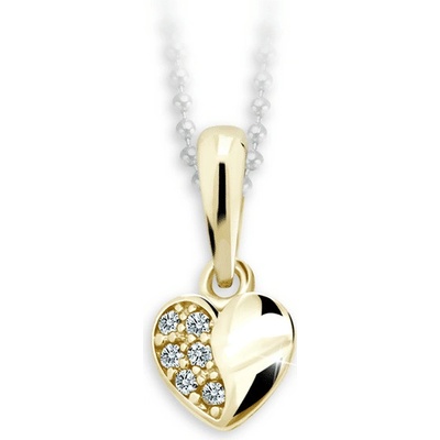 Danfil Dětský přívěsek srdíčko C2160 ze žlutého zlata s kamínky White