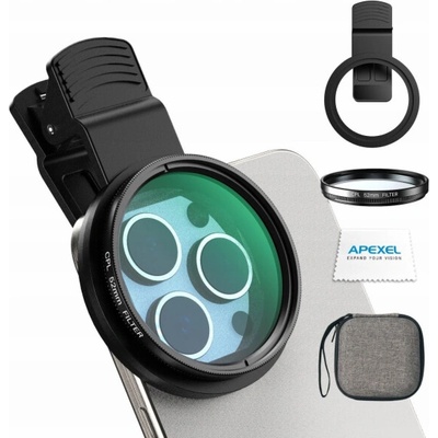 Apexel CPL polarizační filtr objektivu 52mm pro smartphone + klip / APL-52-CPL