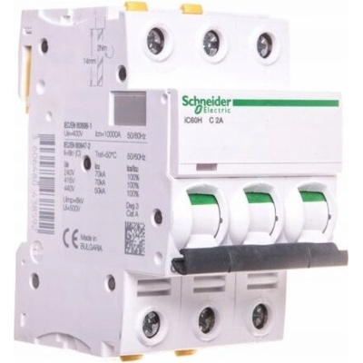 Schneider Electric A9F07302 Acti9 iC60H 3P 2A C 10kA