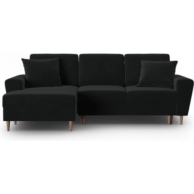 Cosmopolitan Design Черен кадифен разтегателен ъглов диван с място за съхранение (ляв ъгъл) Kyoto - Cosmopolitan Design (COS_LCF_2_F2_KYOTO10)