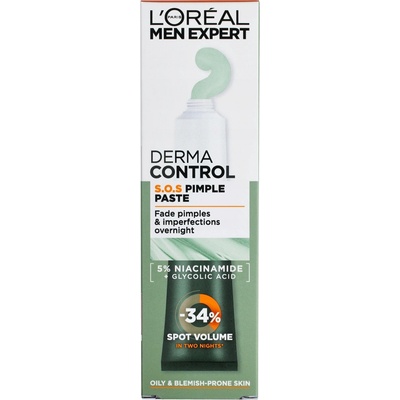 L'Oréal Paris Men Expert Derma Control S.O.S Pimple Paste lokální pasta na pupínky a čisticí pleťová maska 2v1 45 ml