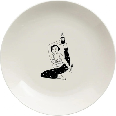 helen b Porcelánový talíř My Vibes 23 cm, černá barva, bílá barva