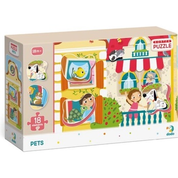 TM Toys Dodo: Пъзел с домашни любимци с подвижни елементи - 18 части (DOP300160)