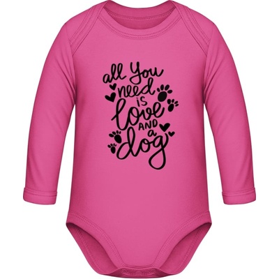 Body s Dlhým Rukávom Nápis All you need is love and a Dog Fuksiová