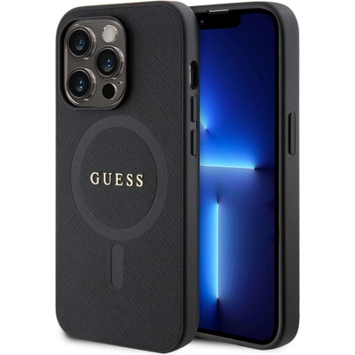 Pouzdro Guess PU Saffiano MagSafe iPhone 15 Pro černé