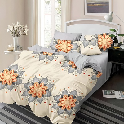 EmonaMall Двулицево спално бельо с ластик EmonaMall, 6 части - Модел S18161 (S18161-33333e)