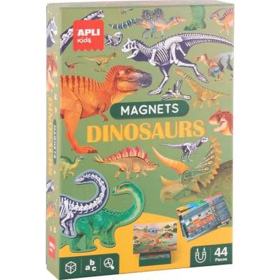 APLI Kids Magnetická vzdelávacia hra, Dinosaury, tabuľa s 44 magnetickými dielmi