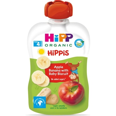 HiPP Био Плодова закуска ябълка, банан и бисквити 100 гр. - 4+ месеца