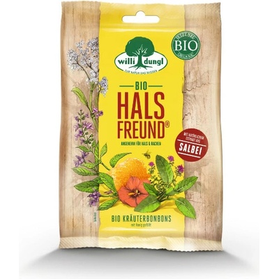 Willi Dungl Bio HALS FREUND bylinné cukríky, Šalvia s medom 65 g