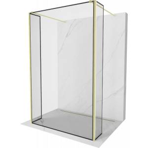 Mexen Kioto Свободностояща душ кабина 100 x 30 x 30 см, черна рамка, златен мат - 800-100-030-222-55-70-030 (800-100-030-222-55-70-030)