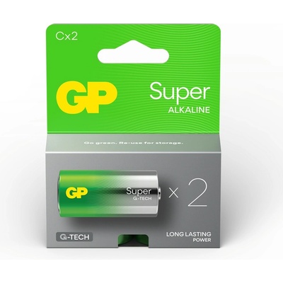 GP Batteries Батерии алкални GP Super, C, LR14, 1.5V, 2бр (GP-BA-14A21-SB2)