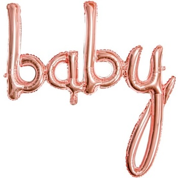 Party Deco Фолиев Балон Надпис ''Baby'', Розово Злато, 73.5x75.5см