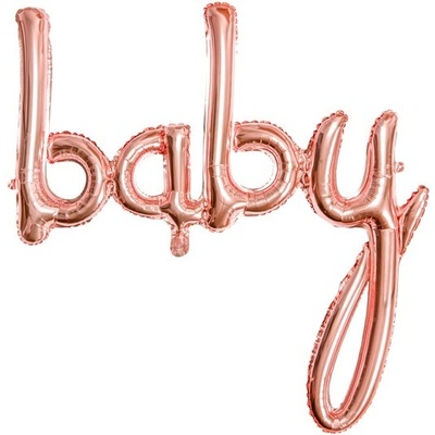Party Deco Фолиев Балон Надпис ''Baby'', Розово Злато, 73.5x75.5см