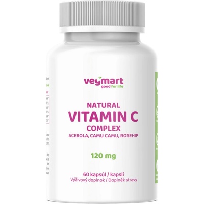 Vegmart Přírodní vitamín C 120 mg Acerola, Camu camu Šipky 60 kapslí