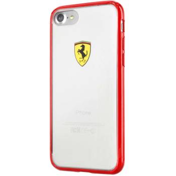 Ferrari Луксозен Хибриден Калъф за iPhone SE 2022/2020 8/7, FERRARI Hybrid Soft Case, Прозрачен/Red (FEHCP7RE)