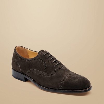 Charles Tyrwhitt Leather Oxford Brogue Shoes - Dark Chocolate - 44